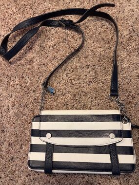 Striped Navy and White Crossbody Shoulder Bag